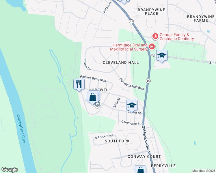 map of restaurants, bars, coffee shops, grocery stores, and more near 307 Hadleys Bend Boulevard in Nashville