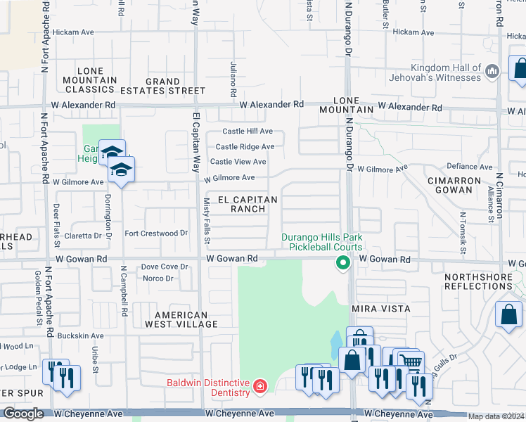map of restaurants, bars, coffee shops, grocery stores, and more near 8704 Autumn Wreath Avenue in Las Vegas