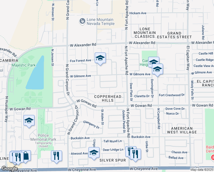 map of restaurants, bars, coffee shops, grocery stores, and more near 9412 Warm Waters Avenue in Las Vegas