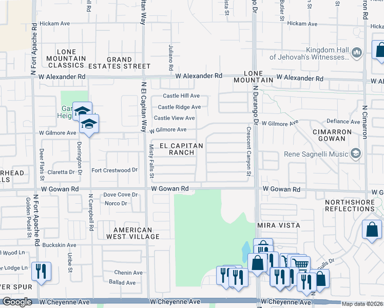 map of restaurants, bars, coffee shops, grocery stores, and more near 8704 Autumn Wreath Avenue in Las Vegas