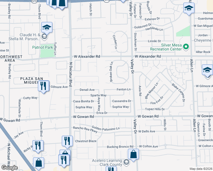 map of restaurants, bars, coffee shops, grocery stores, and more near 4420 Fenton Lane in North Las Vegas