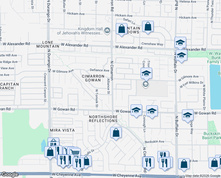 map of restaurants, bars, coffee shops, grocery stores, and more near 8100 Ahey Road in Las Vegas