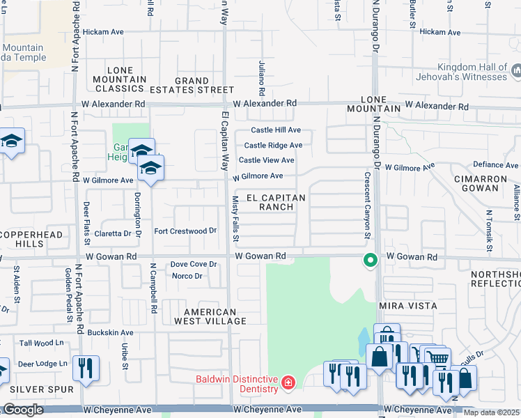 map of restaurants, bars, coffee shops, grocery stores, and more near 8732 Country View Avenue in Las Vegas