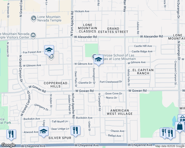 map of restaurants, bars, coffee shops, grocery stores, and more near 3700 Fisherking Drive in Las Vegas