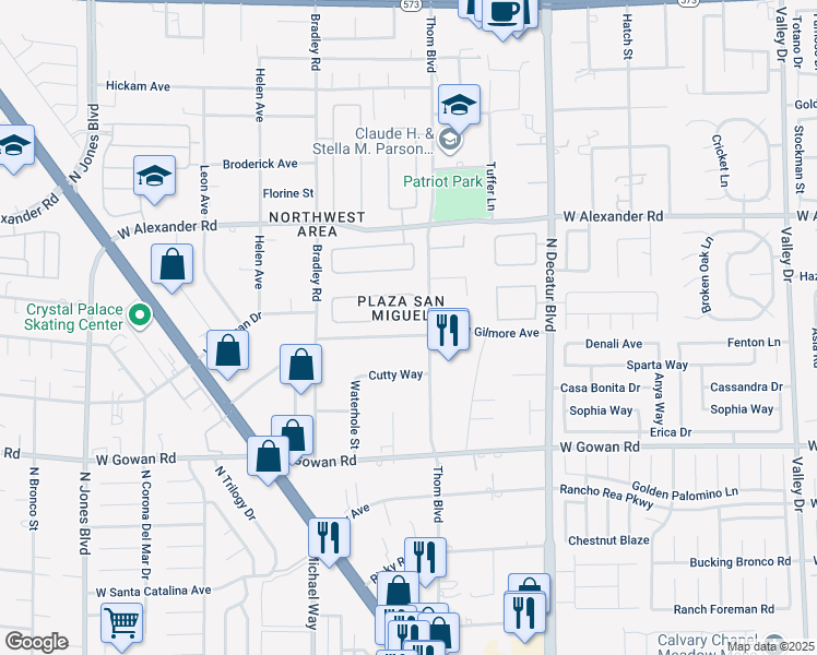map of restaurants, bars, coffee shops, grocery stores, and more near 5105 Gentle River Avenue in Las Vegas