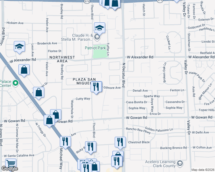 map of restaurants, bars, coffee shops, grocery stores, and more near 3801 Hidden Plateau Street in Las Vegas