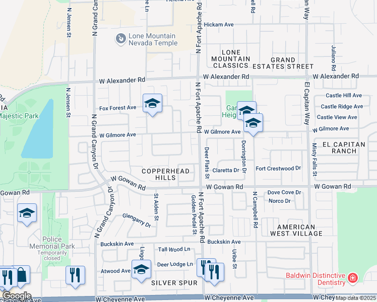 map of restaurants, bars, coffee shops, grocery stores, and more near 3719 Gilmore Creek Street in Las Vegas