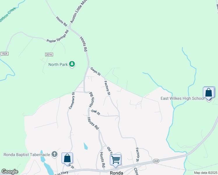 map of restaurants, bars, coffee shops, grocery stores, and more near 856 Factory Street in Ronda