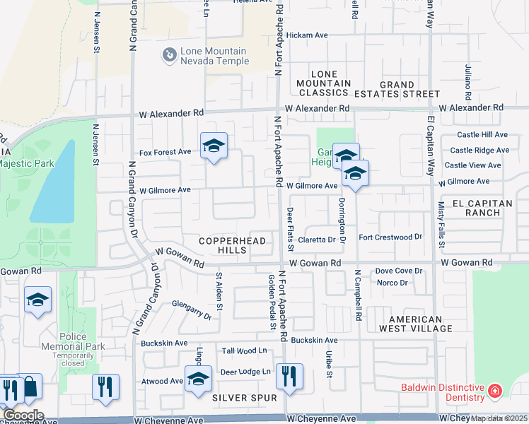 map of restaurants, bars, coffee shops, grocery stores, and more near 3719 Gilmore Creek Street in Las Vegas