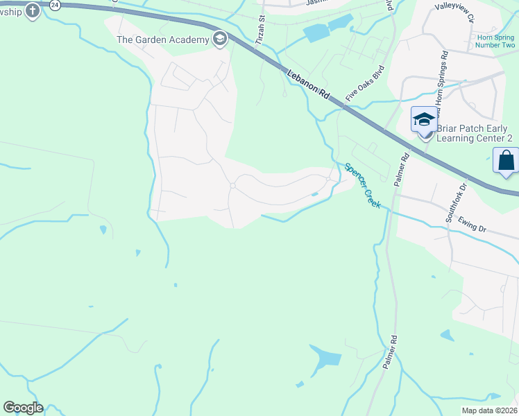 map of restaurants, bars, coffee shops, grocery stores, and more near Hedgelawn Drive in Lebanon