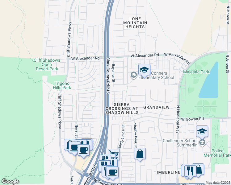map of restaurants, bars, coffee shops, grocery stores, and more near 10437 Coyote Cub Avenue in Las Vegas