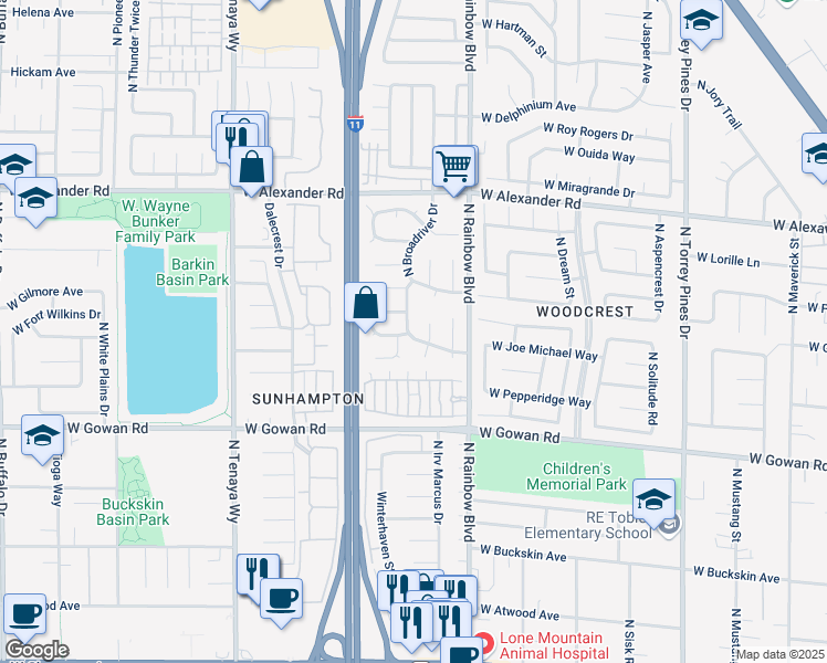 map of restaurants, bars, coffee shops, grocery stores, and more near 3709 North Clarkson Avenue in Las Vegas
