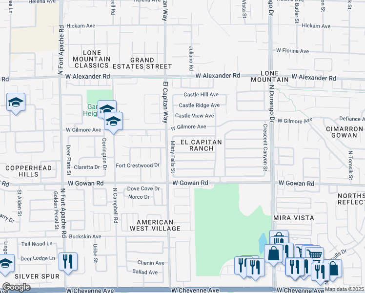 map of restaurants, bars, coffee shops, grocery stores, and more near 8769 Autumn Wreath Avenue in Las Vegas