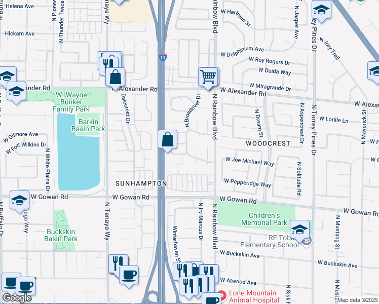 map of restaurants, bars, coffee shops, grocery stores, and more near 3709 North Clarkson Avenue in Las Vegas