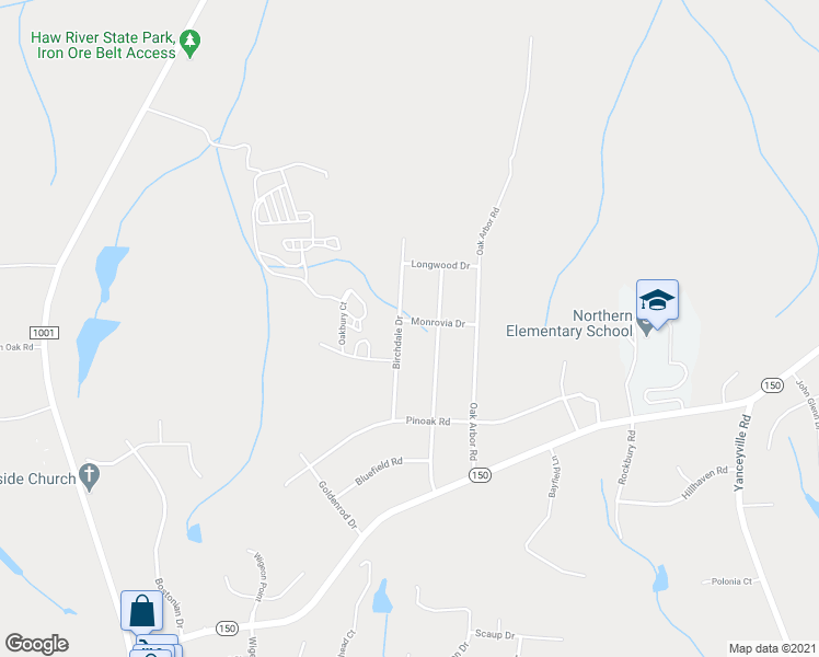 map of restaurants, bars, coffee shops, grocery stores, and more near 902 Monrovia Drive in Greensboro
