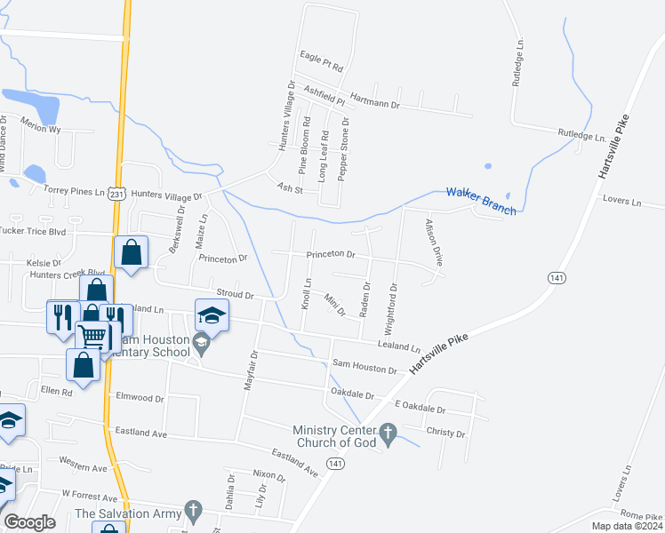 map of restaurants, bars, coffee shops, grocery stores, and more near 413 Nathan Street in Lebanon