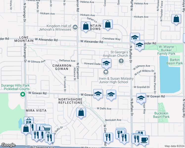 map of restaurants, bars, coffee shops, grocery stores, and more near 7891 Macklin Street in Las Vegas