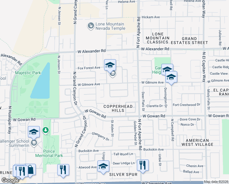 map of restaurants, bars, coffee shops, grocery stores, and more near 9425 Sparkling Waters Avenue in Las Vegas