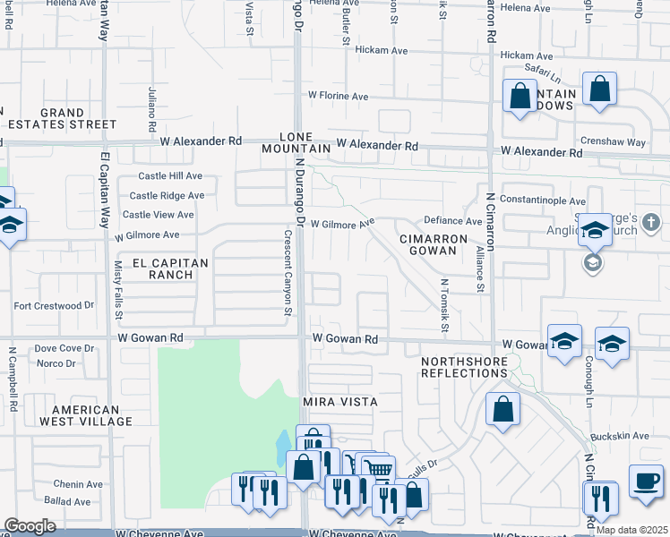 map of restaurants, bars, coffee shops, grocery stores, and more near 3717 Cactus Wheel Court in Las Vegas