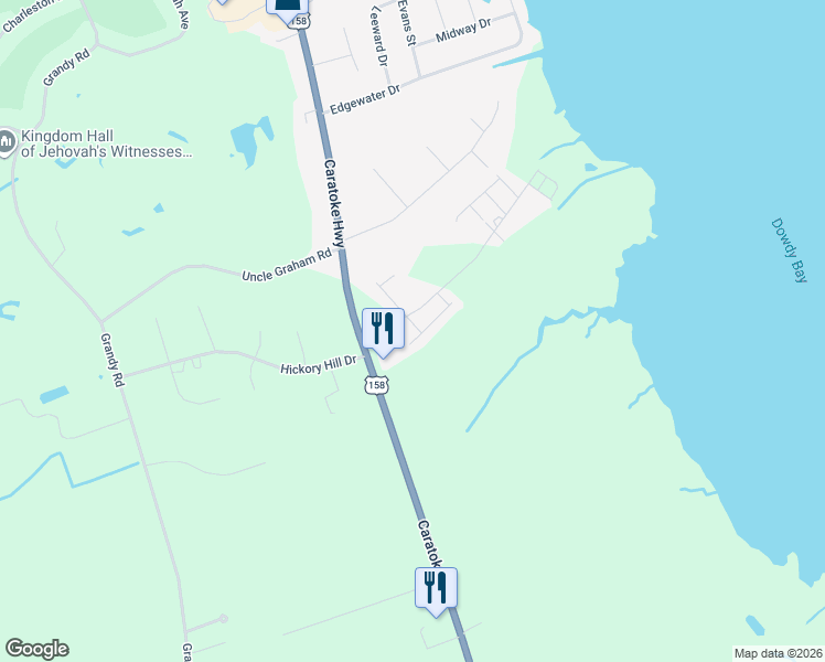 map of restaurants, bars, coffee shops, grocery stores, and more near 101 Compass Drive North in Grandy