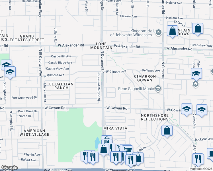 map of restaurants, bars, coffee shops, grocery stores, and more near 3717 Cactus Wheel Court in Las Vegas