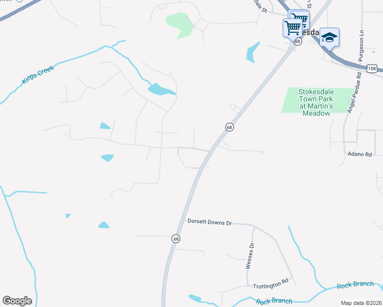 map of restaurants, bars, coffee shops, grocery stores, and more near 8310 Prince Edward Road in Stokesdale