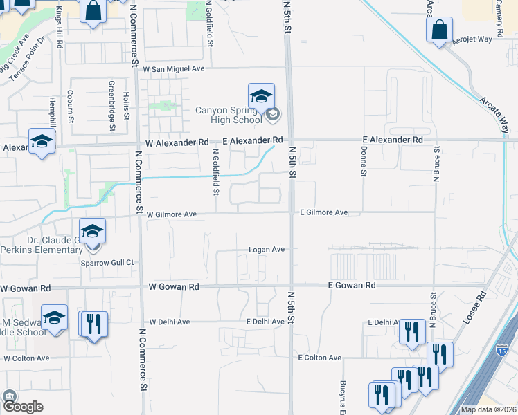map of restaurants, bars, coffee shops, grocery stores, and more near 313 Moonlight Glow Avenue in North Las Vegas