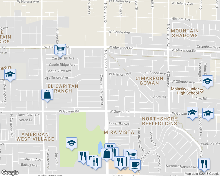 map of restaurants, bars, coffee shops, grocery stores, and more near 3717 Cactus Wheel Court in Las Vegas