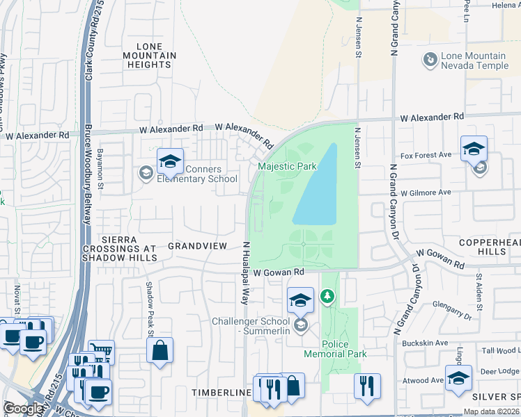 map of restaurants, bars, coffee shops, grocery stores, and more near 3848 Enchanted Sky Street in Las Vegas