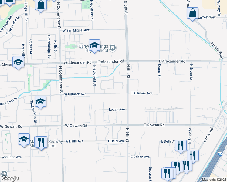 map of restaurants, bars, coffee shops, grocery stores, and more near 221 Purple Passion Avenue in North Las Vegas