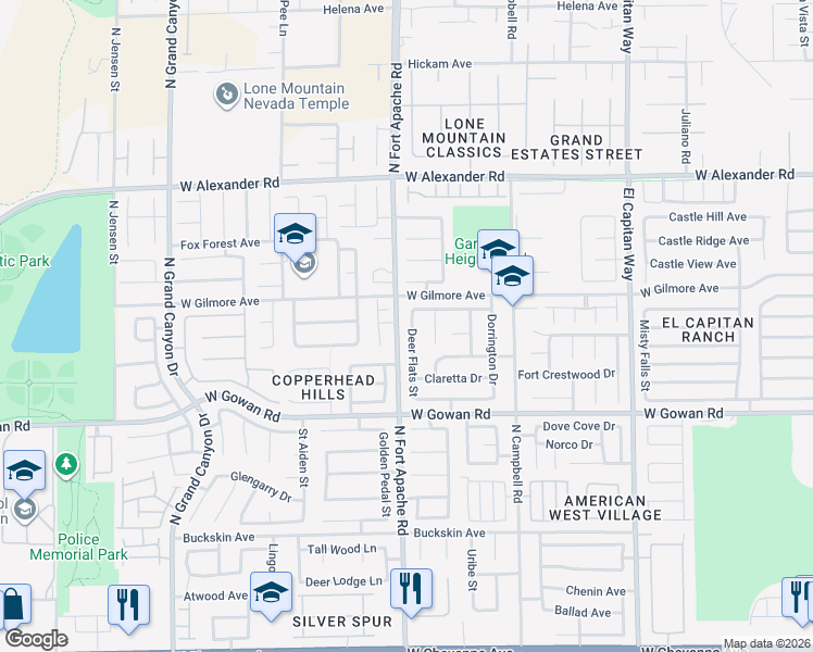 map of restaurants, bars, coffee shops, grocery stores, and more near 3721 Deer Flats Street in Las Vegas