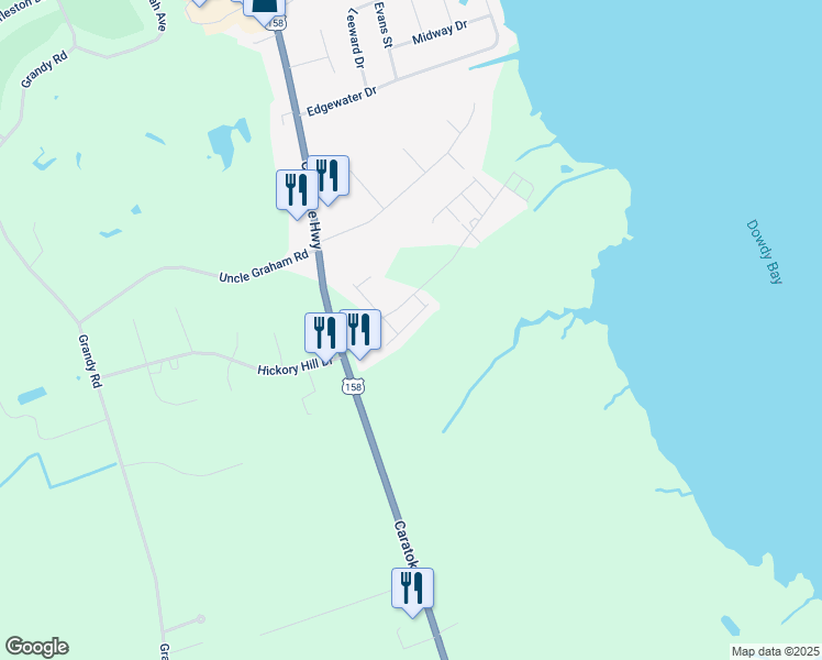 map of restaurants, bars, coffee shops, grocery stores, and more near 110 Treasure Run in Grandy