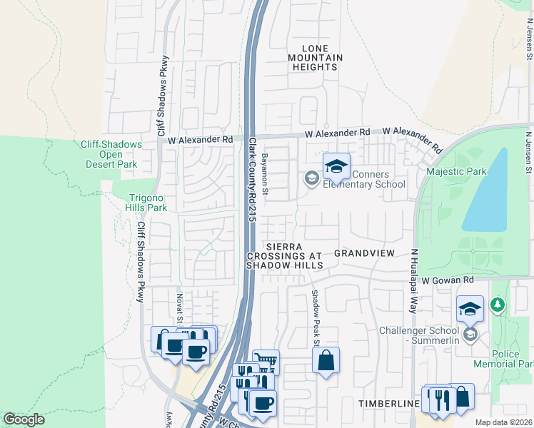 map of restaurants, bars, coffee shops, grocery stores, and more near 10440 Coyote Cub Avenue in Las Vegas