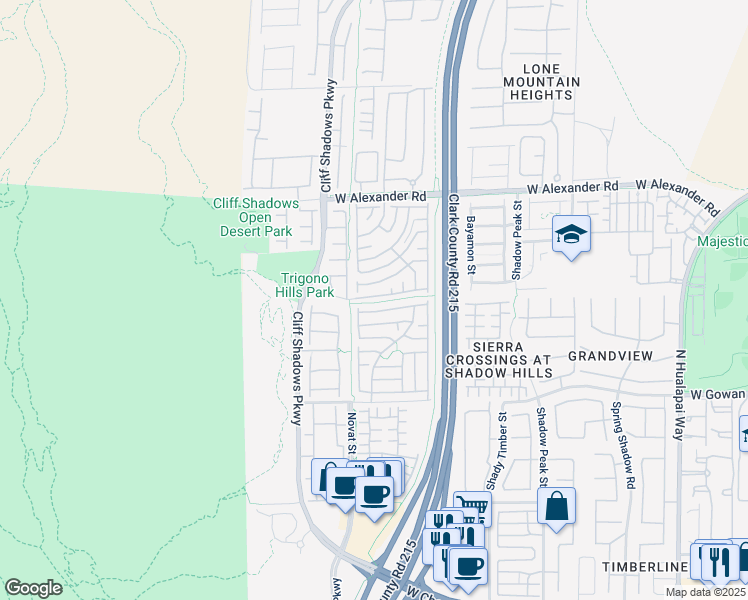 map of restaurants, bars, coffee shops, grocery stores, and more near 10631 West Gilmore Avenue in Las Vegas