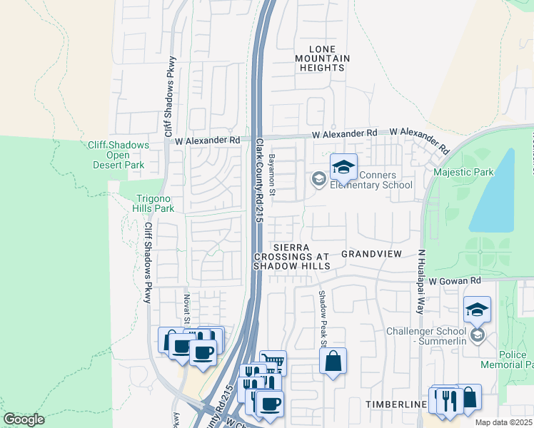 map of restaurants, bars, coffee shops, grocery stores, and more near 10469 Chandra Avenue in Las Vegas