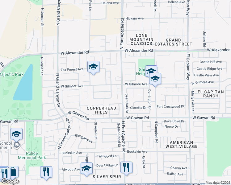 map of restaurants, bars, coffee shops, grocery stores, and more near 3728 Mountain Waters Street in Las Vegas