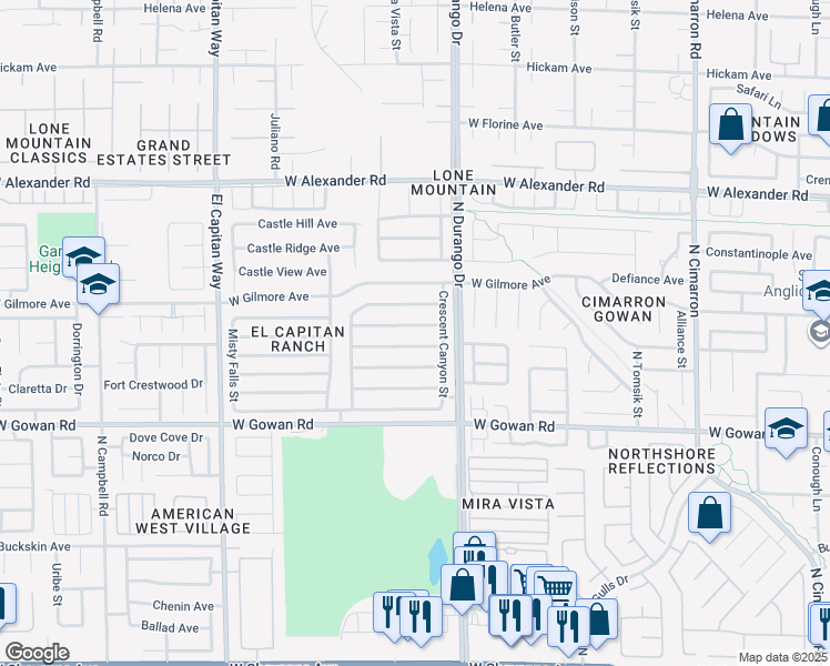 map of restaurants, bars, coffee shops, grocery stores, and more near 8524 Copper Mountain Avenue in Las Vegas