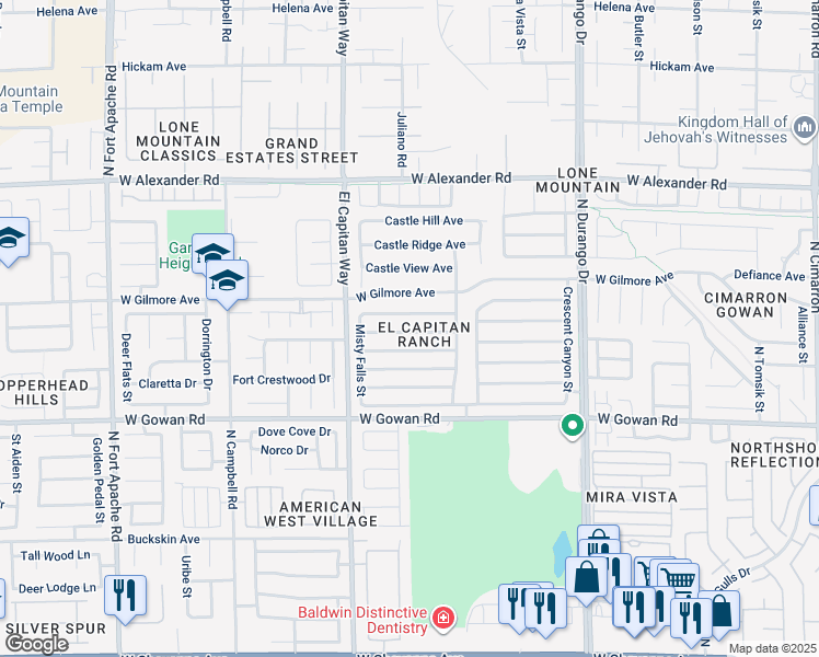 map of restaurants, bars, coffee shops, grocery stores, and more near in Las Vegas