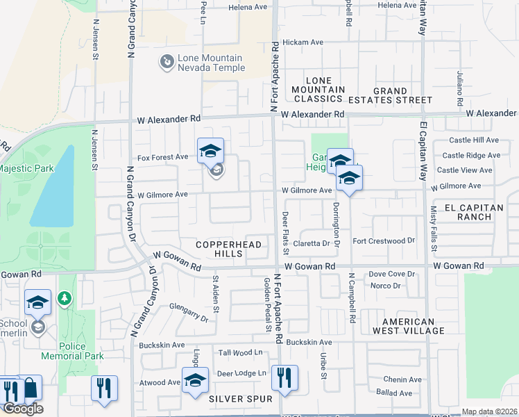 map of restaurants, bars, coffee shops, grocery stores, and more near 3728 Mountain Waters Street in Las Vegas
