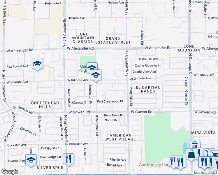 map of restaurants, bars, coffee shops, grocery stores, and more near 3730 Sweet Apple Court in Las Vegas