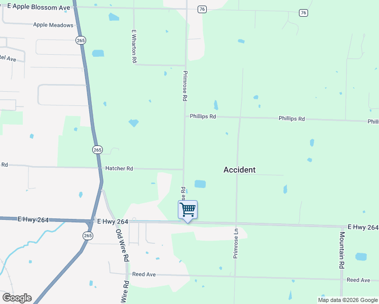 map of restaurants, bars, coffee shops, grocery stores, and more near 5095 Primrose Road in Springdale