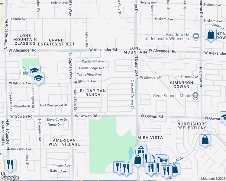 map of restaurants, bars, coffee shops, grocery stores, and more near 8624 Copper Mountain Avenue in Las Vegas
