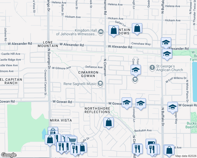 map of restaurants, bars, coffee shops, grocery stores, and more near 3757 Alliance Street in Las Vegas