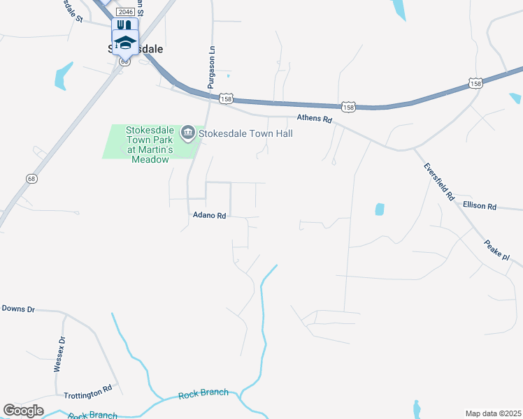 map of restaurants, bars, coffee shops, grocery stores, and more near 8200 Angels Glen Court in Stokesdale