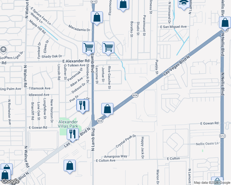 map of restaurants, bars, coffee shops, grocery stores, and more near 4450 Faberge Avenue in Las Vegas