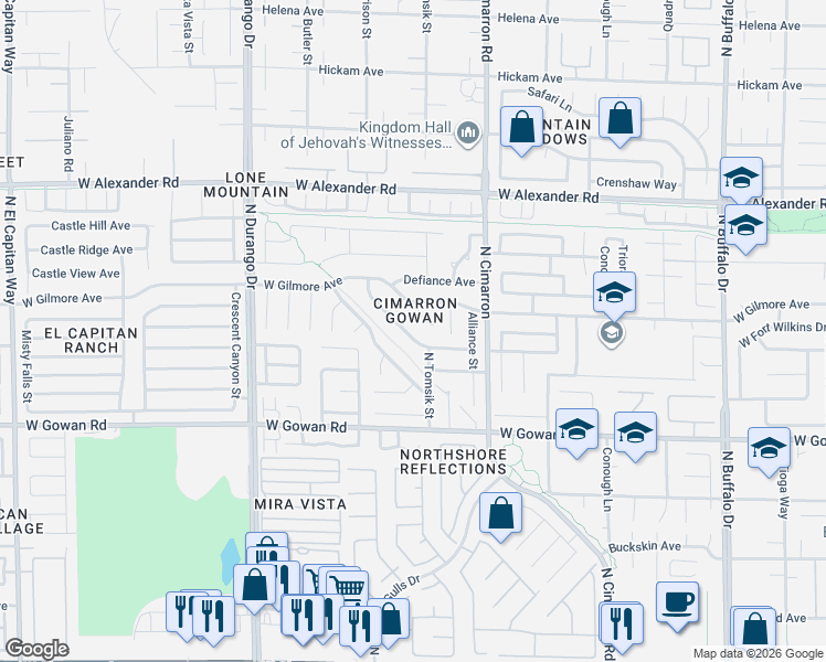 map of restaurants, bars, coffee shops, grocery stores, and more near in Las Vegas