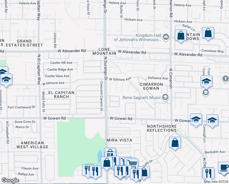 map of restaurants, bars, coffee shops, grocery stores, and more near 3717 Cactus Wheel Court in Las Vegas