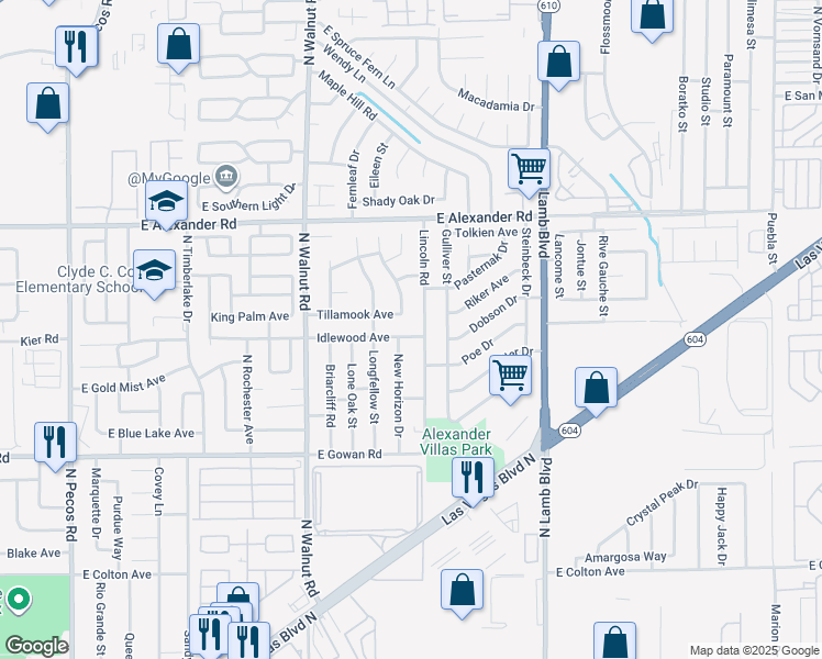 map of restaurants, bars, coffee shops, grocery stores, and more near 4137 Tillamook Avenue in Las Vegas