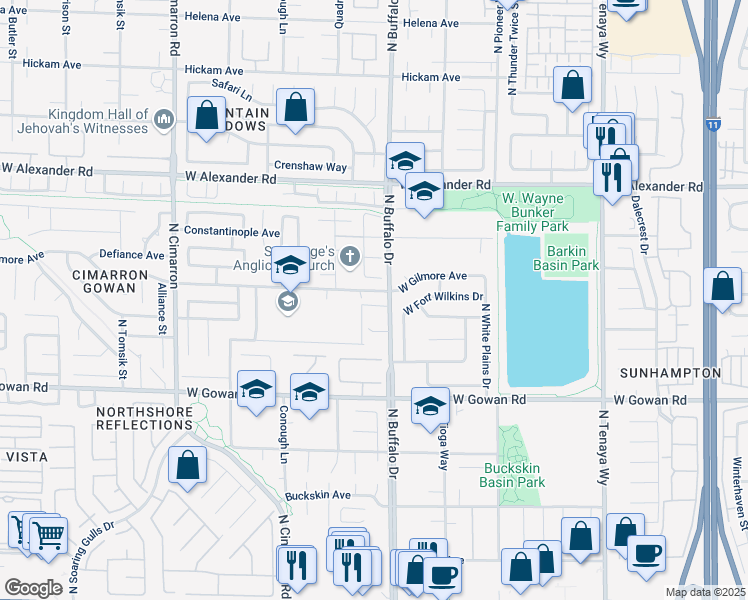 map of restaurants, bars, coffee shops, grocery stores, and more near 7620 Rory Court in Las Vegas