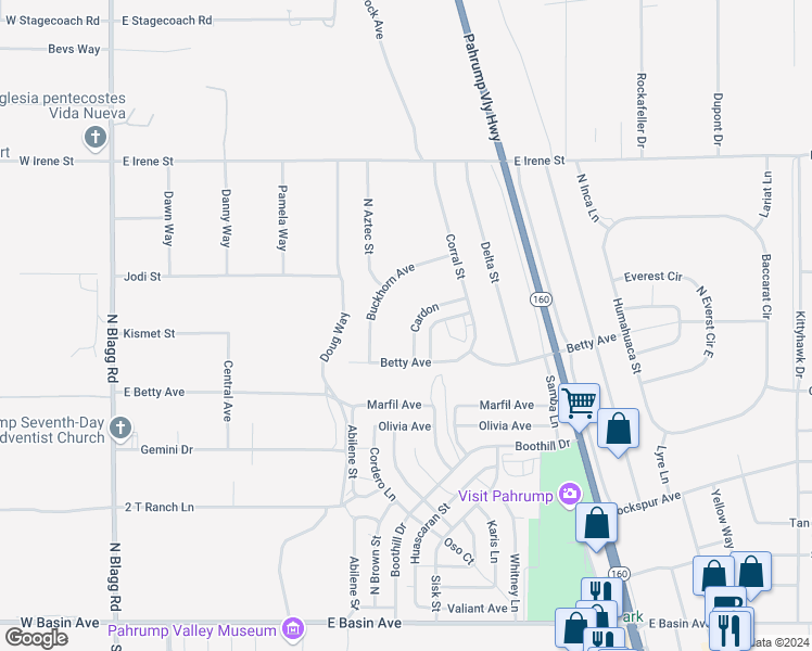 map of restaurants, bars, coffee shops, grocery stores, and more near in Pahrump